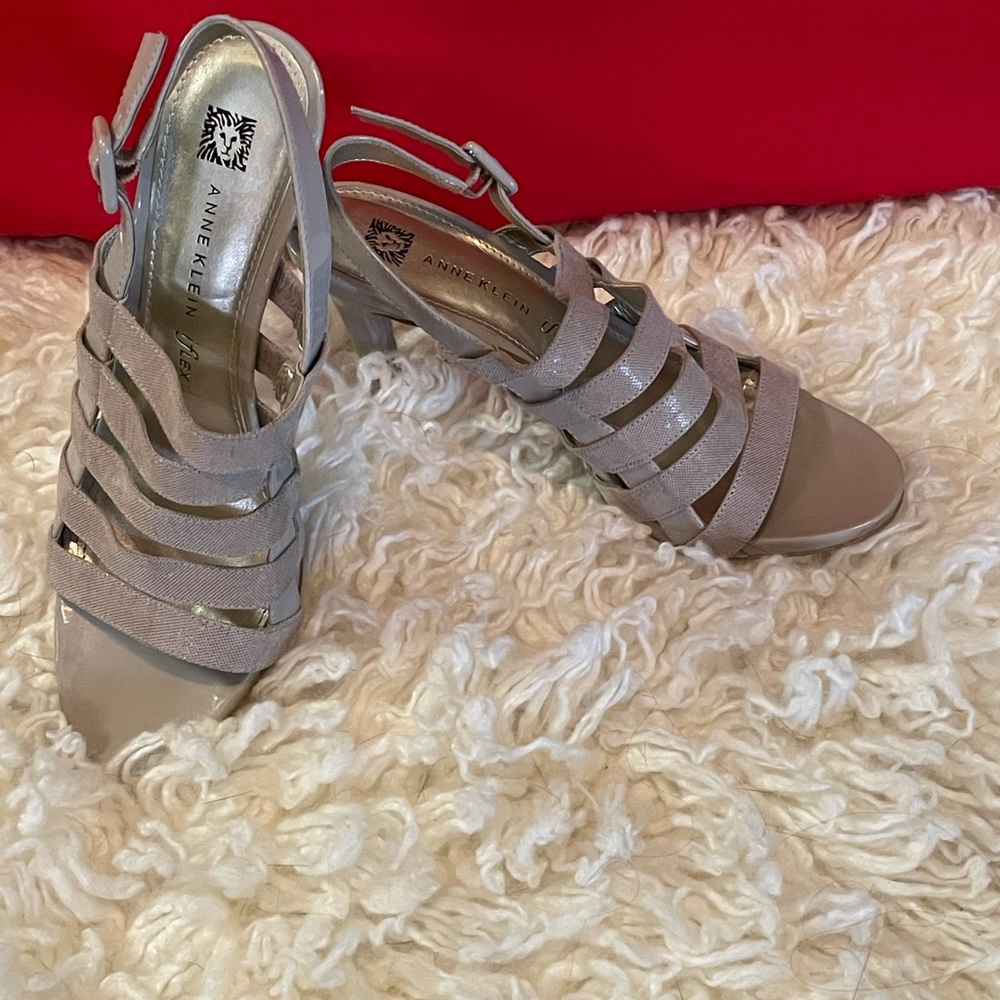 Anne Klein strappy 2 inch heels barely worn. Taupe